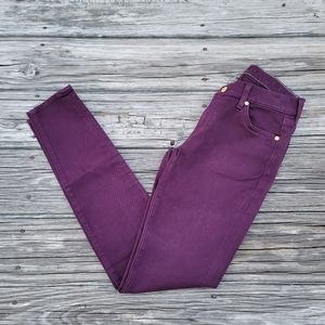7 For All Mankind Skinny Jeans Burgundy Size 28